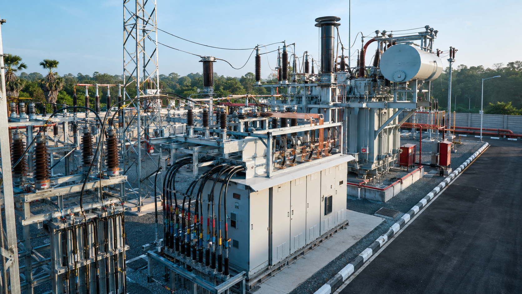 Medium voltage substation with terminated XLPE cables